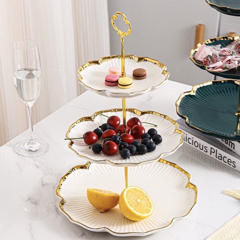 Khay để bánh kẹo, mứt tết chất liệu gốm sứ khung kim loại sang trọng - VS340