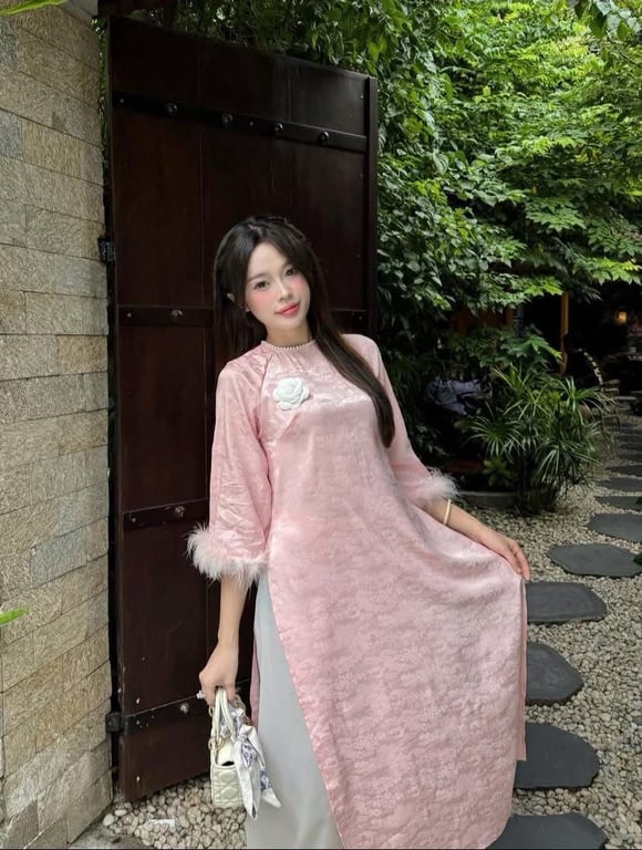 Áo dài lụa tay lông - freesz S M