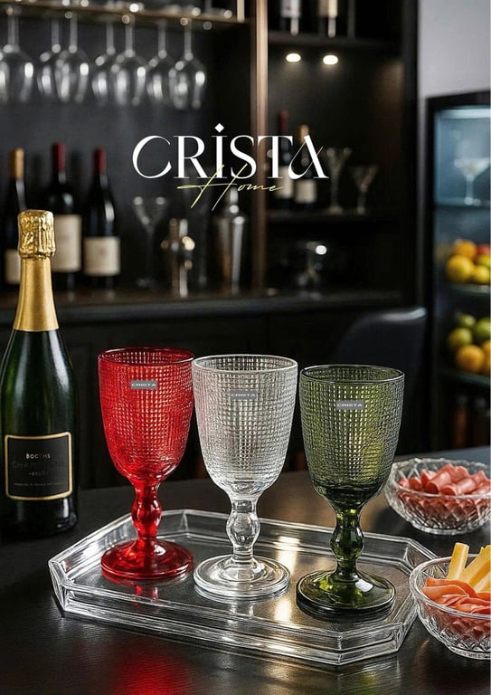 ly rượu vang trong bộ CRISTA HOME vân lưới