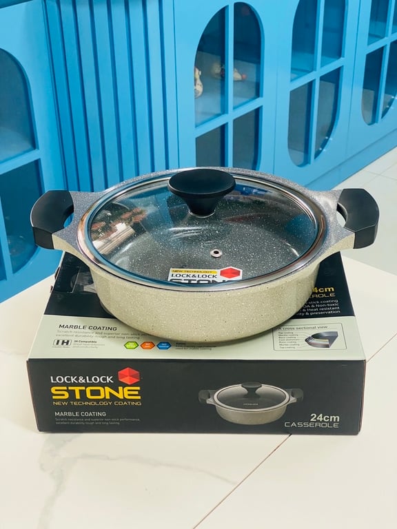 NỒI ĐÁ 7 LỚP STONE 24cm LOCK & LOCK LCA6242D THÀNH THẤP