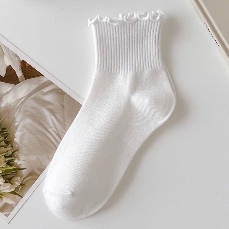 Set 5 tất nữ Muji cổ trung viền bèo