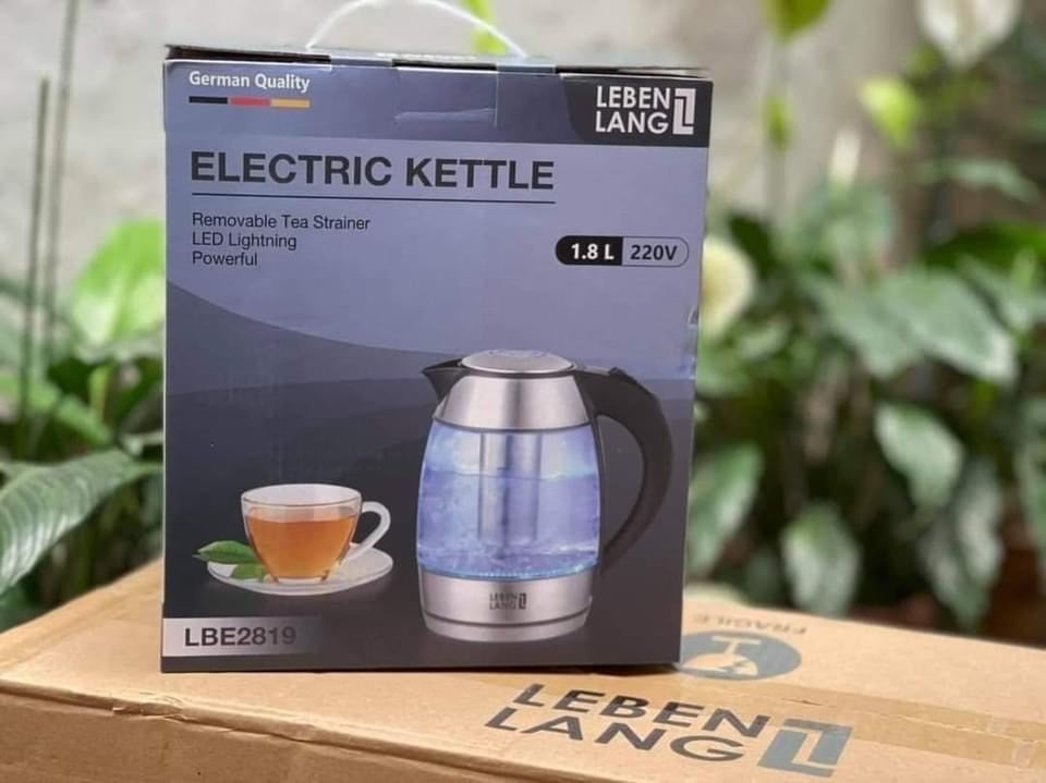 Ấm siêu tốc thủy tinh Lebenlang 1L8 LBE2819