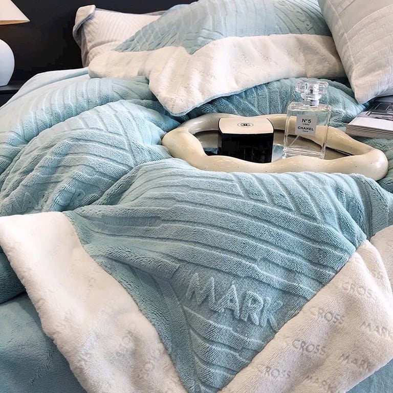 Full set 4 món: Bộ chăn ga gối MarkCross nỉ nhung cao cấp CHT05