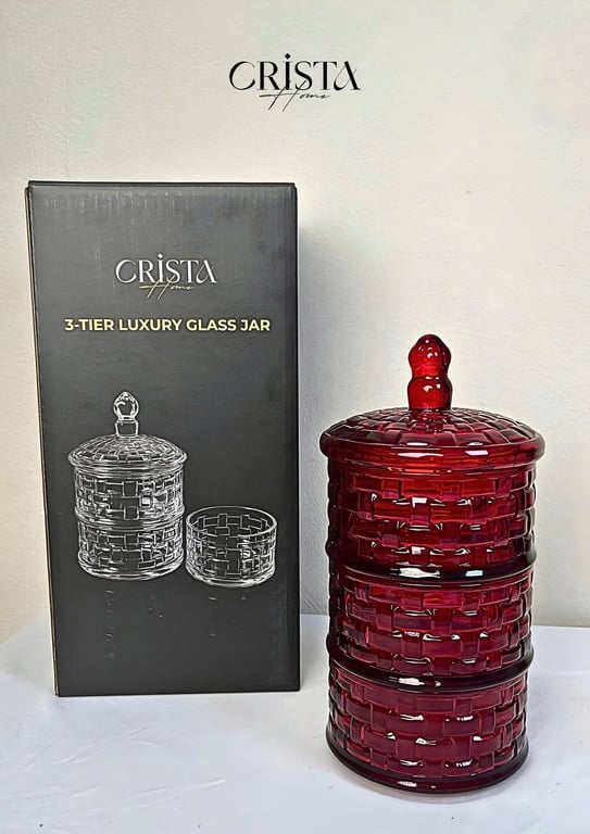 HŨ ĐỰNG MỨT 3 TẦNG VÂN CARO CRISTA HOME