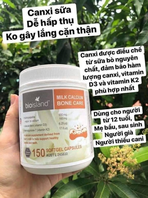 Canxi sữa Bioisland Úc hộp 150 viên