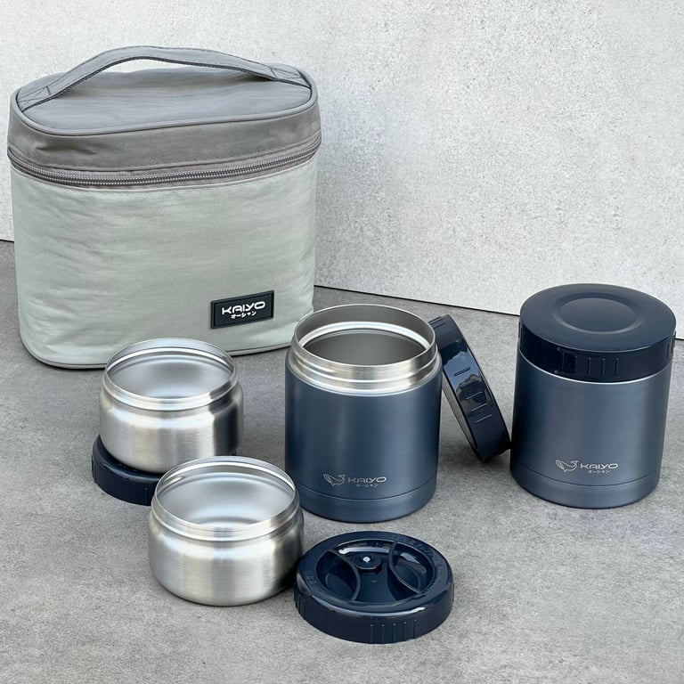 Bộ hộp cơm giữ nhiệt 5 món Kaiyo (4 hộp + 1 túi)