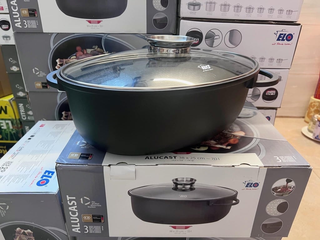 NỒI NHÔM ĐÚC ELO OVAL ALUCAST DÒNG CAO CẤP SIZE ĐẠI 7L (38x25cm)