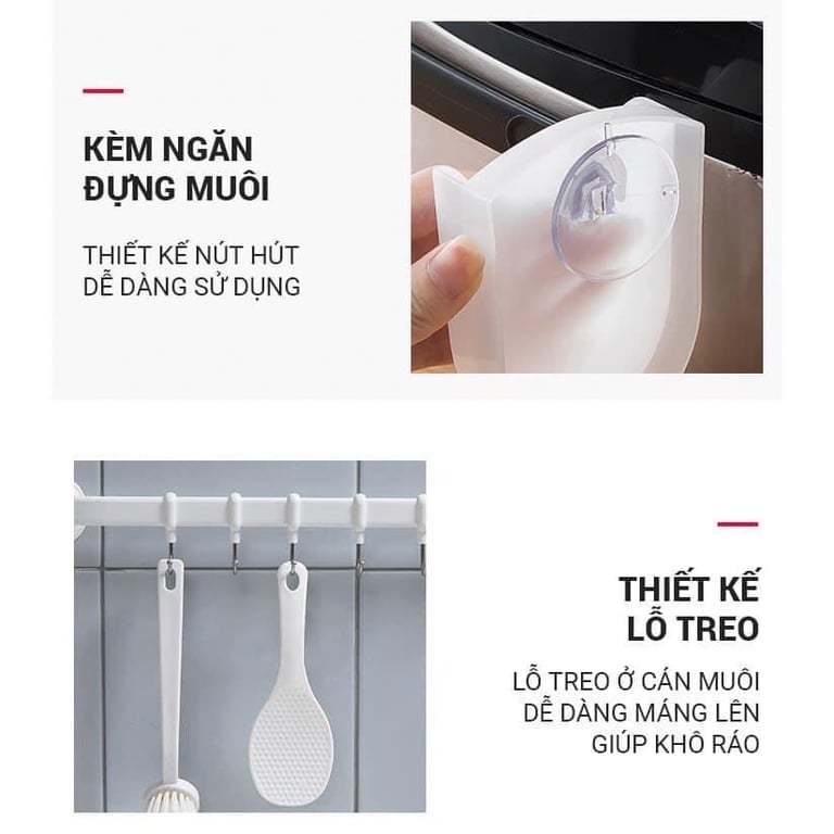 Muôi xới cơm kèm giá đựng Nhật Bản