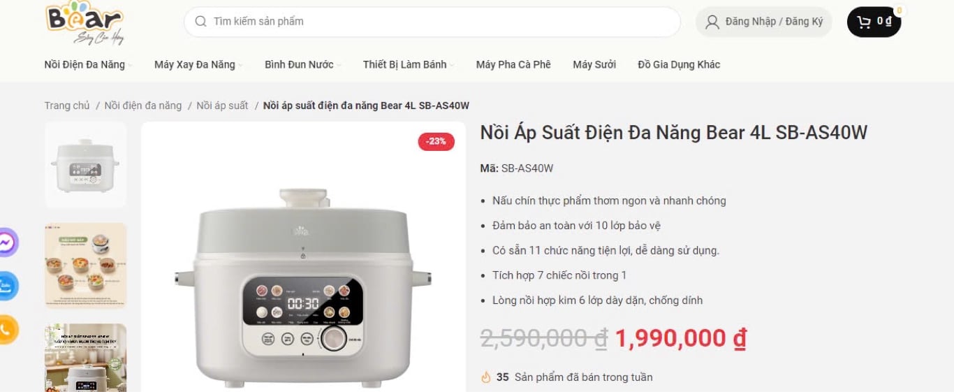 nồi áp suất Bear 4L SB-AS40W