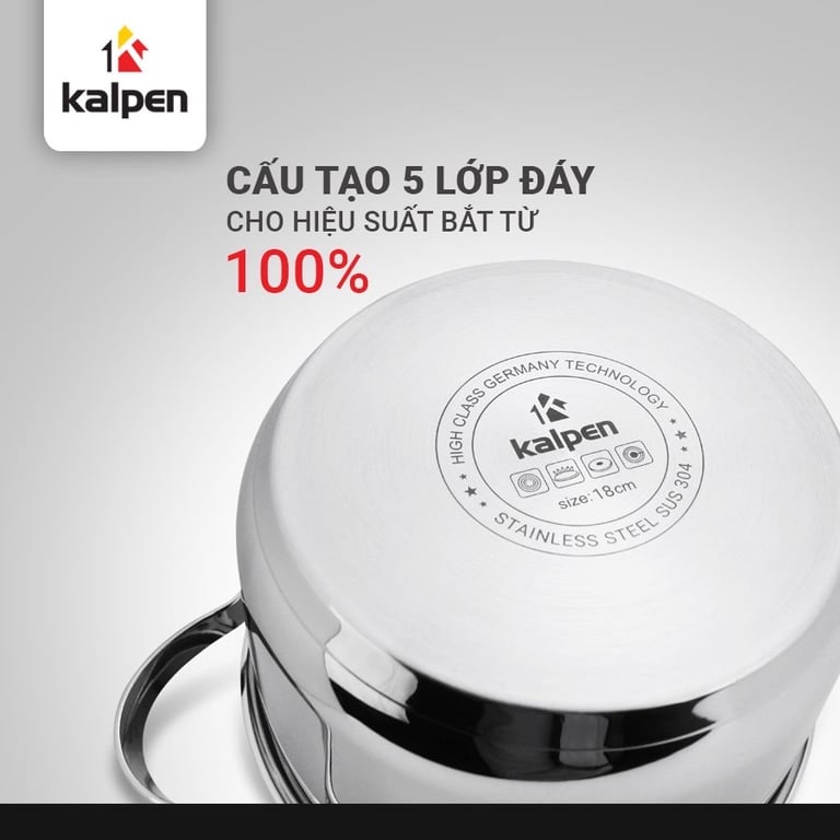NỒI LẺ INOX KALPEN LERMAT SIZE 18CM, 20CM, 24CM