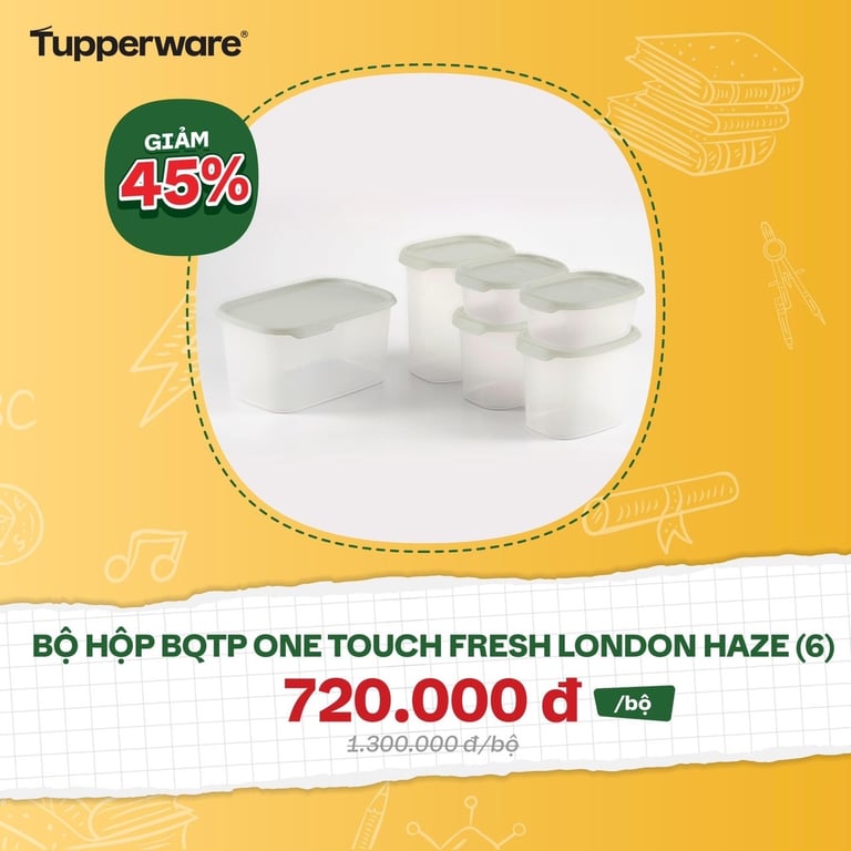 Set 6 hộp bảo quản thực phẩm tup one touch