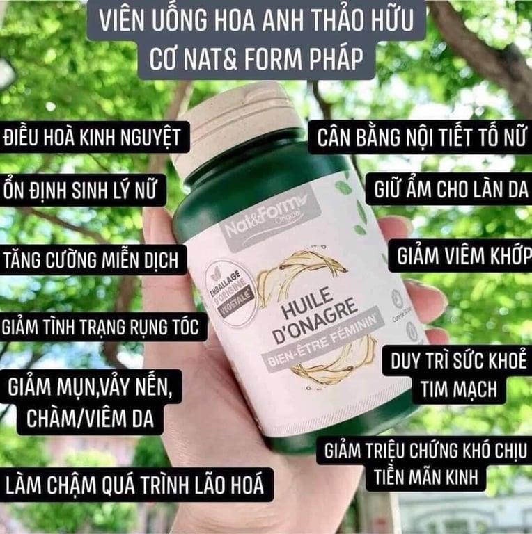 Tinh dầu hoa anh thảo Pháp Nat&Form 200 viên