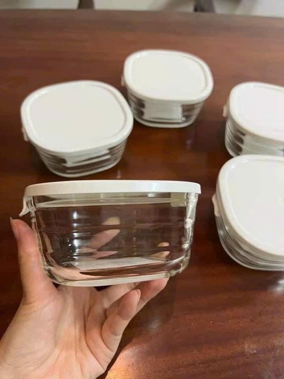 set 5 hộp thuỷ tinh kiêm khay nướng Lock&Lock 540ml