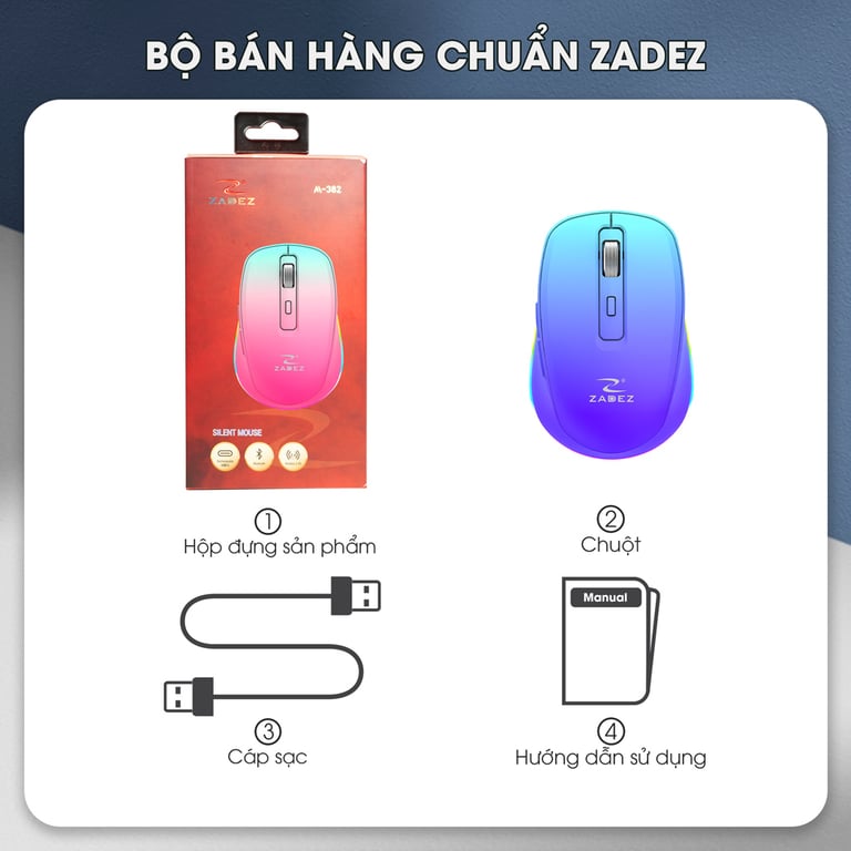 Chuột Máy Tính Không Dây Zadez M-382ZP - Màu Tím