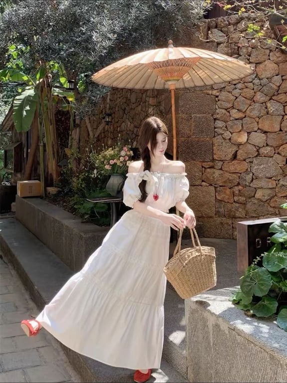 Set xô trang trễ vai tay bồng QC loại 1 - freesz ML