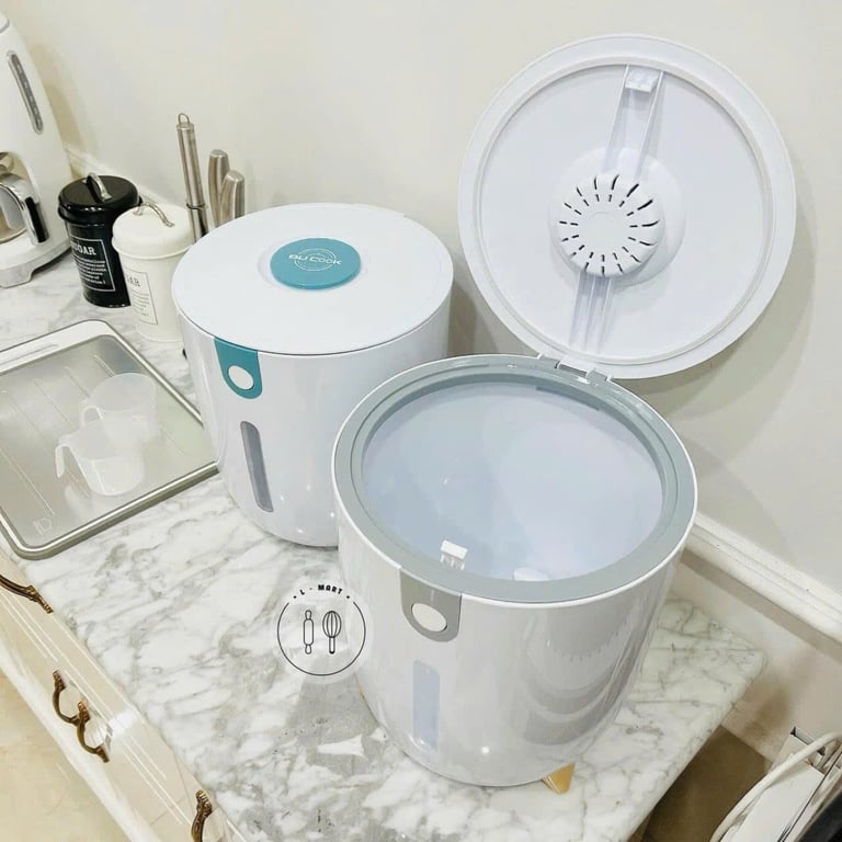 THÙNG ĐỰNG GẠO BUCOOK THÔNG MINH 10 KG DẠNG TRÒN