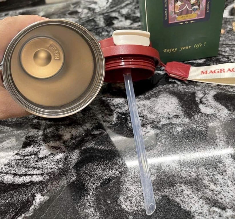 😍cốc giữ nhiệt Magrace Paris kèm ống hút với dung tích 500ml