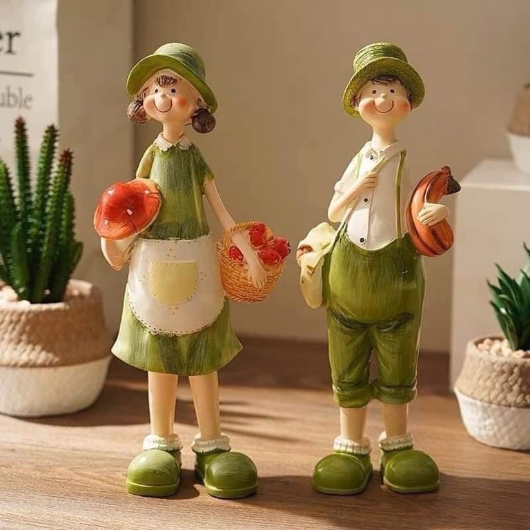 SET 2 TƯỢNG VỢ CHỒNG HÁI NẤM