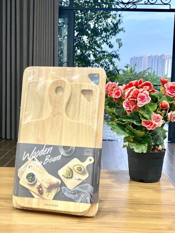 Bộ 3 Thớt Gỗ Cây Cao Su Lock&Lock LWC001S3