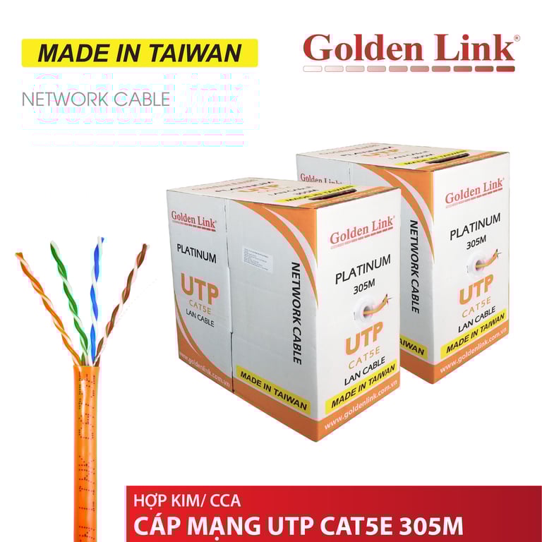 Cáp Mạng Golden Link Platinum Utp Cat 5e – Made In Taiwan