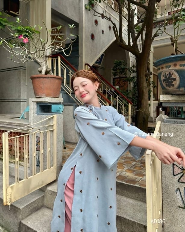 Áo dài nhung tăm - freesize M L