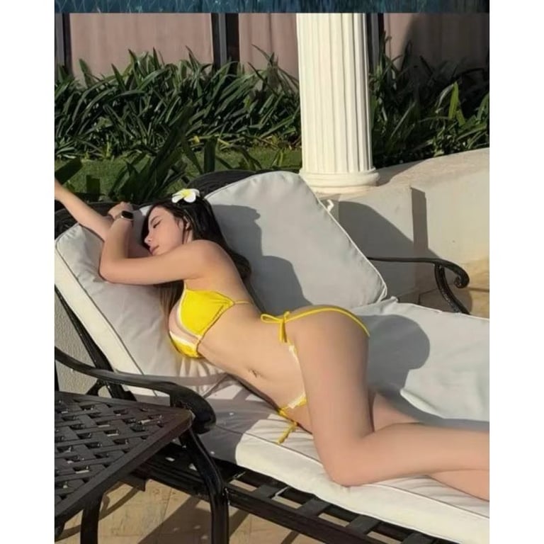 Bikini 2 mảnh phối ren cao cấp vàng