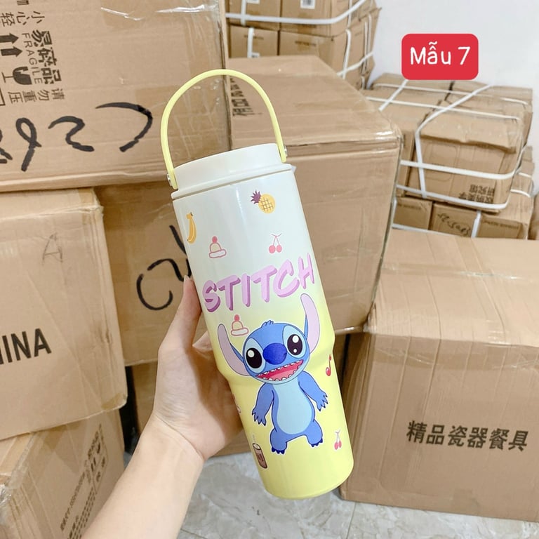 BÌNH GIỮ NHIỆT LABUBU , STITCH , HOẠT HÌNH 900ml xinh xinh yêu yêu