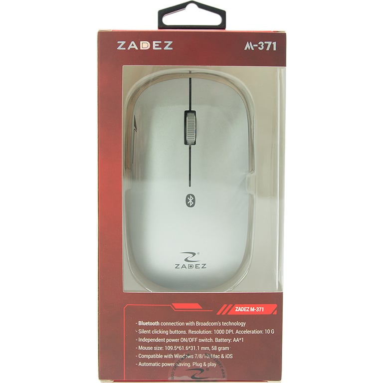 Chuột Máy Tính Không Dây Bluetooth ZADEZ  M-371SV - Mày Bạc