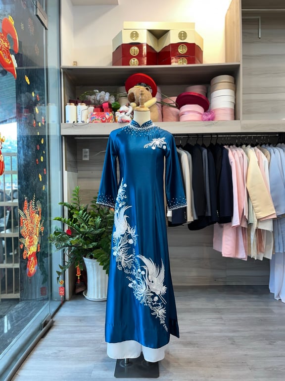 Áo dài sui xanh nhạt - size XL