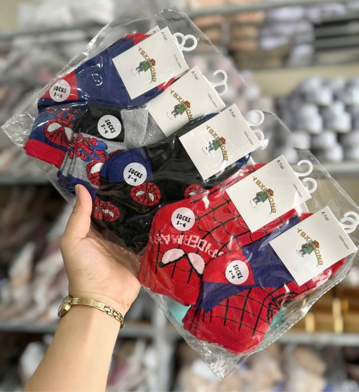 Lố 10 đôi Tất Siêu Nhân Người Nhện Cổ Cao Bé Trai 1- 12 tuổi