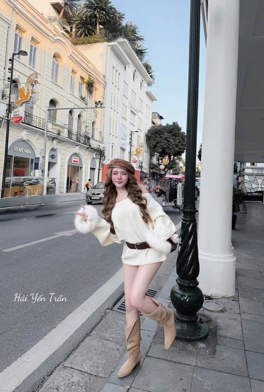 Set len trễ vai tay lông + bell