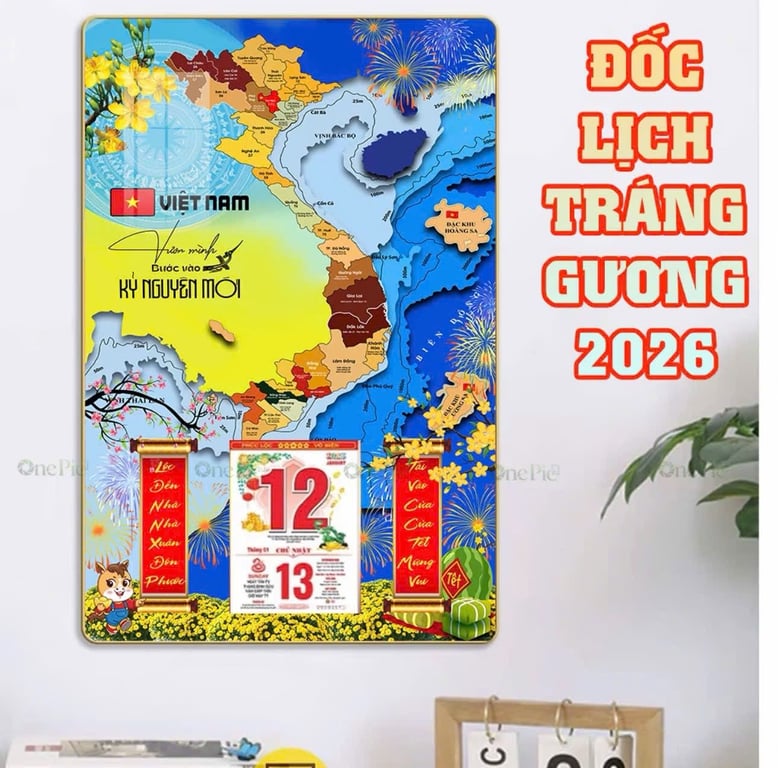LỊCH TẾT – BẢN ĐỒ VIỆT NAM TRÁNG GƯƠNG CAO CẤP