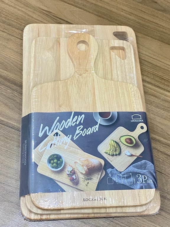Bộ 3 Thớt Gỗ Cây Cao Su Lock&Lock LWC001S3