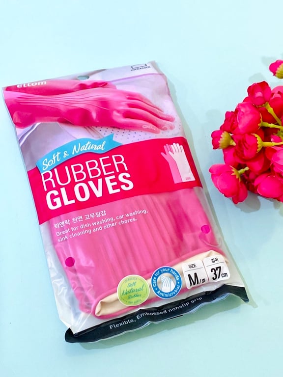 Găng tay cao su tự nhiên Lock&Lock ETM802P size M dài 37cm