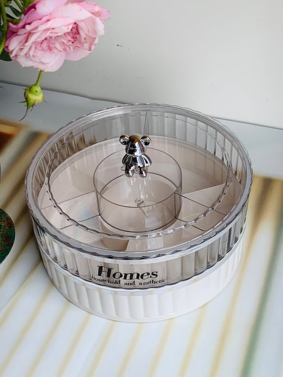 KHAY ĐỰNG MỨT, BÁNH KẸO 2 TẦNG 360 ĐỘ NÚM GẤU