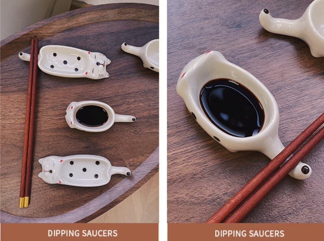 Bát đựng nước chấm - gác đũa hình mèo