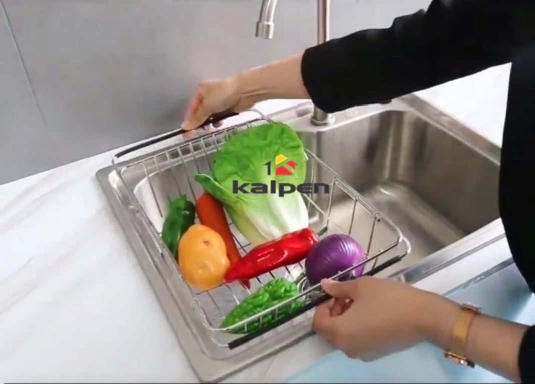 Giá inox 304 Kalpen đặt ngang bồn rửa bát