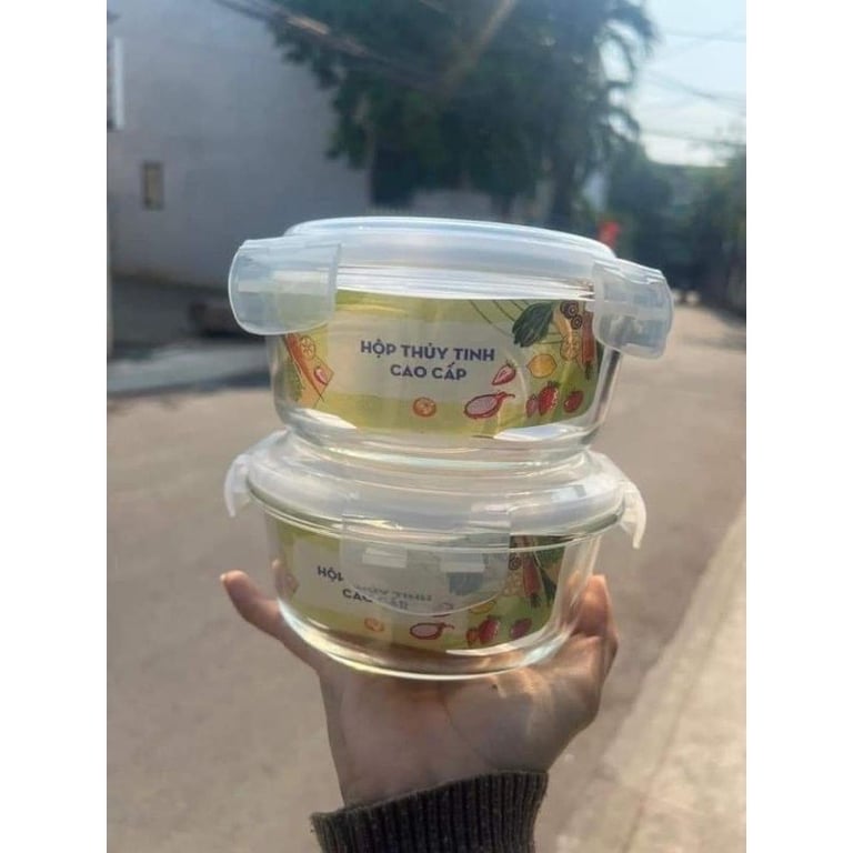 Set 3 Hộp thủy tinh 620ml dạng tròn
