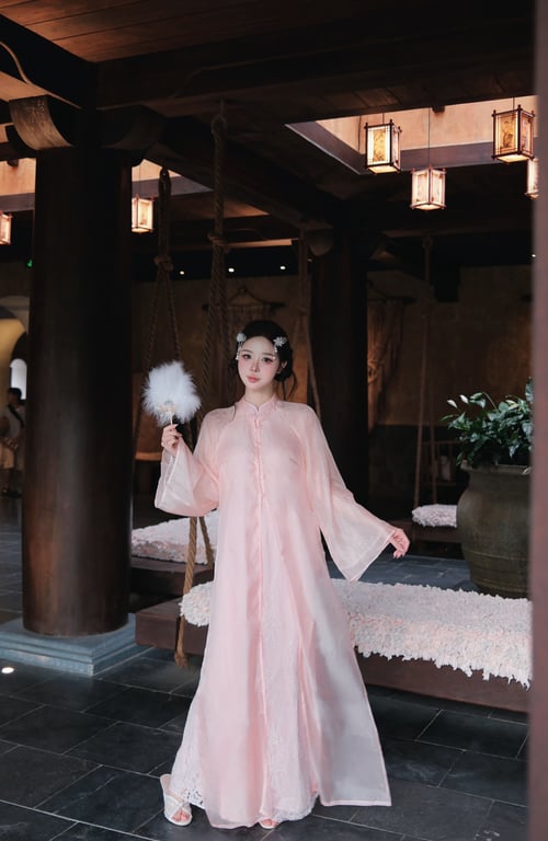 AD ren + choàng voan tơ hồng cam S/M
