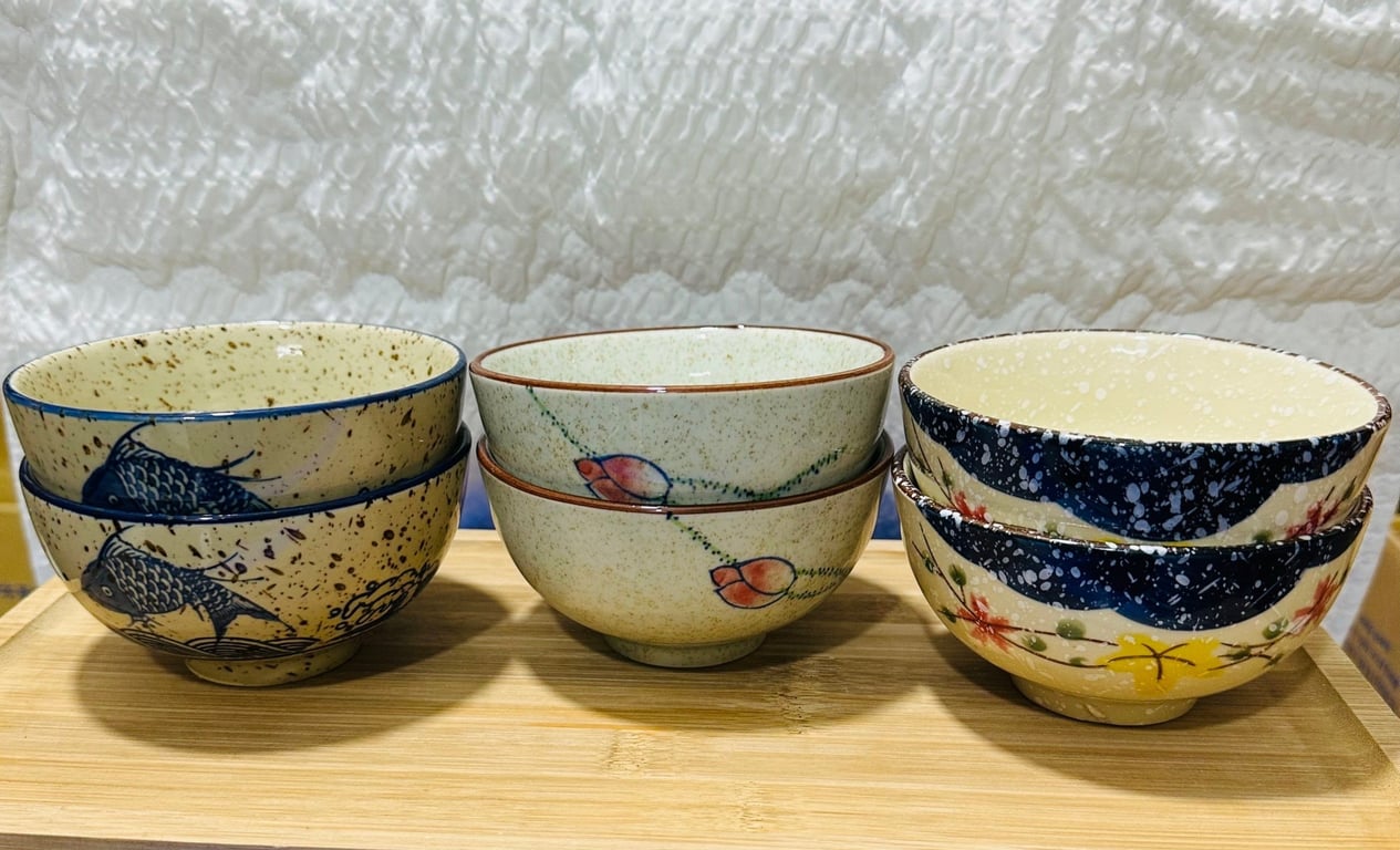 Set 6 bát cơm mẫu hoa văn cổ