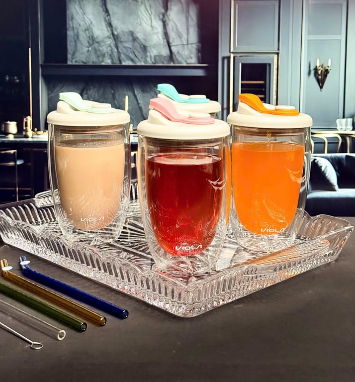 SET 4 CỐC THỦY TINH 2 LỚP CÁCH NHIỆT VIOLA 450ML