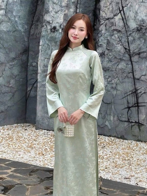 AD gấm trúc cổ trụ xanh lá (có bigsize)