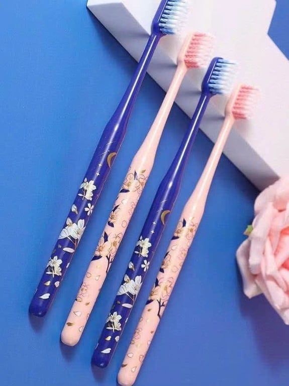 Bộ 2 Bàn Chải Đánh Răng Nano Sợi Silicone Mềm dài 19 cm