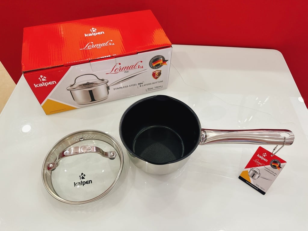 QUÁNH INOX 304 CHỐNG DÍNH 5 ĐÁY KALPEN LERMAT L14 SIZE 14CM