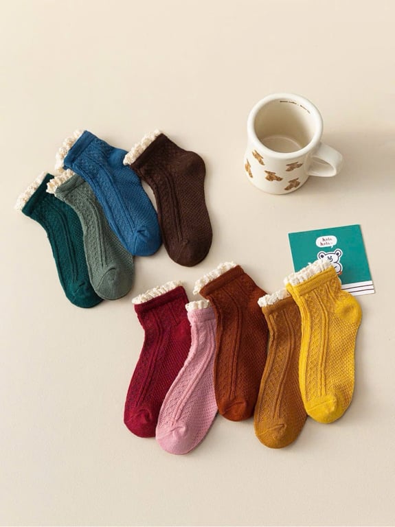 Set 10 đôi tất cổ viền bèo cho nữ