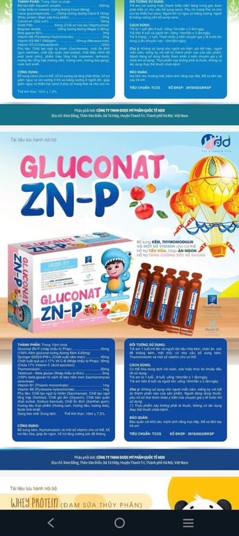 Gluconat h/20 ống kẽm