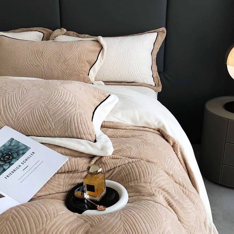 Bộ chăn ga gối nỉ lông cáo Elegance cao cấp CHT08