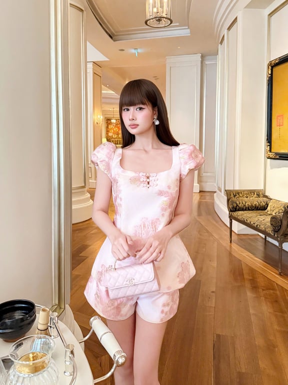 Set bố gấm áo cổ u brand OBIBI