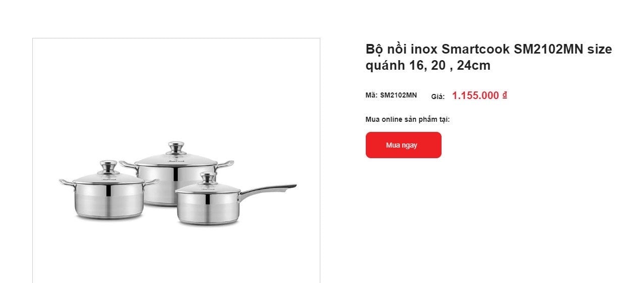 BỘ NỒI INOX SMARTCOOK SM2102MN