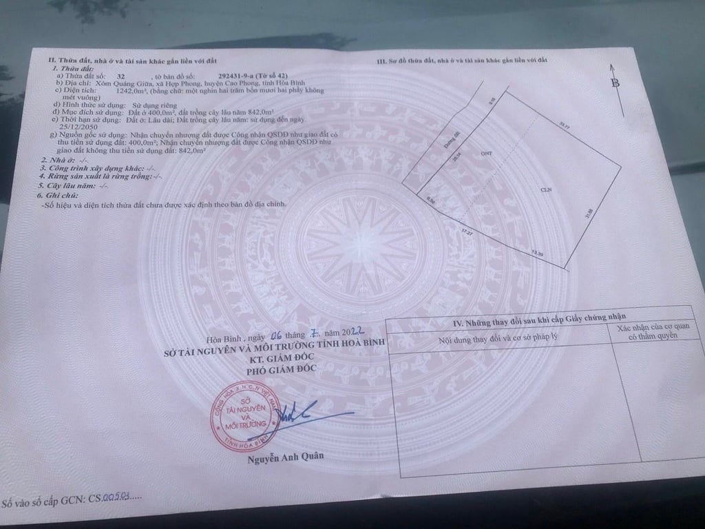 5653m2 có 400m2 thổ cư Đất Hợp Phong- Cao Phong- Hoà Bình